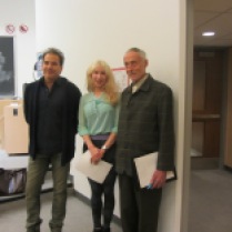 Martin Robitaille, moi-même et Bernard Dupriez (de gauche à droite), réunis pour donner une conférence sur Proust à l'Université de Montréal, le 13 décembre 2013.
